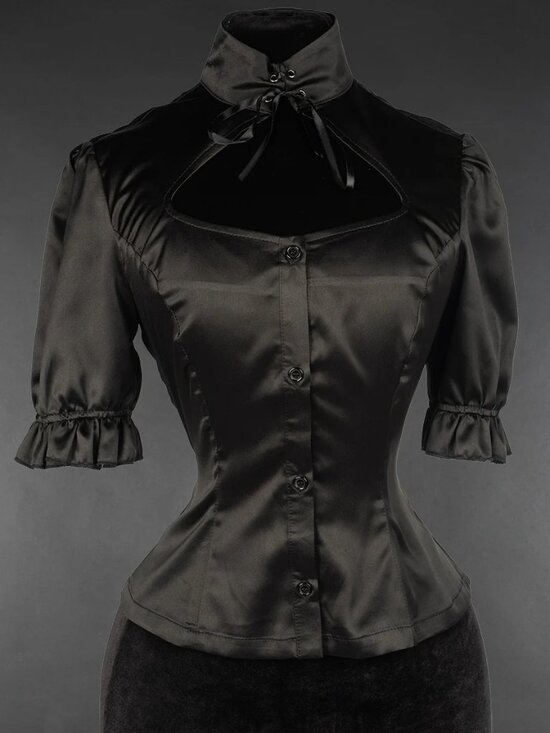 Draculaclothing Tops - Satin Keyhole Blouse (XL)